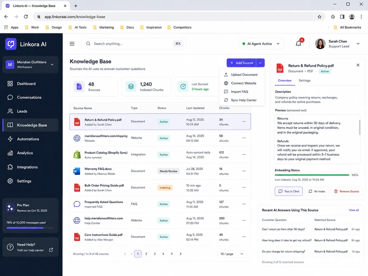 AI Customer Support & Lead Generation Agent
