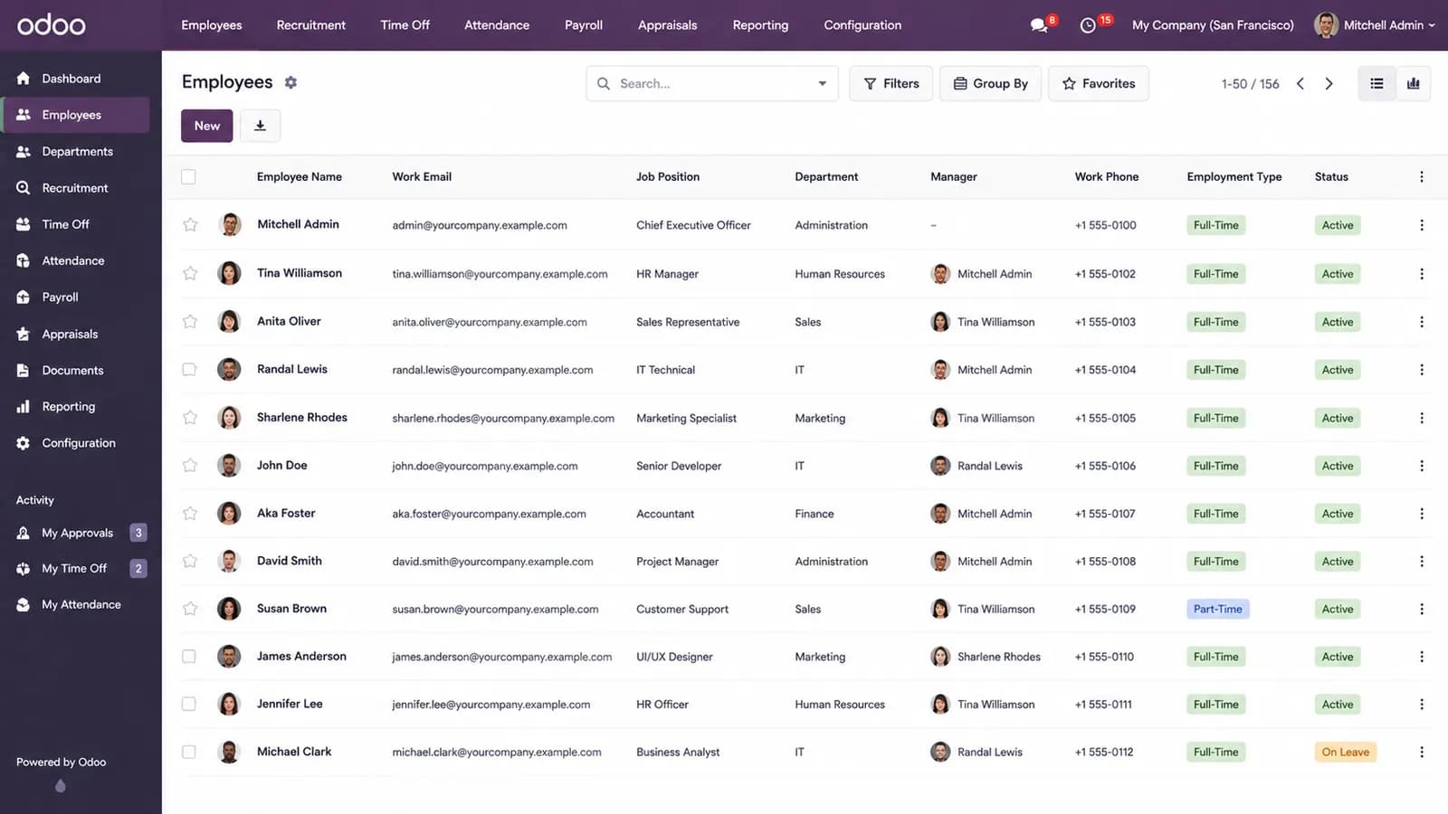 Odoo HRMS & Employee Management | Attendance, Leave & Recruitment Automation
