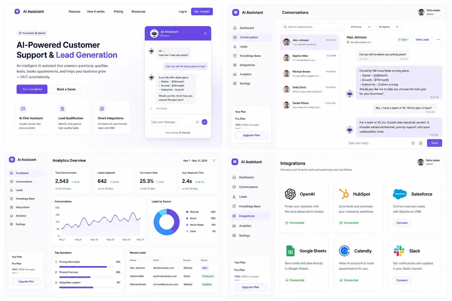 OpenAI-Powered AI Customer Support & Lead Generation Platform