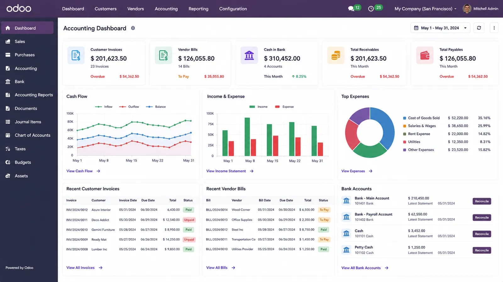 Odoo Accounting & Finance | Invoicing, Expense Management & Financial Reporting