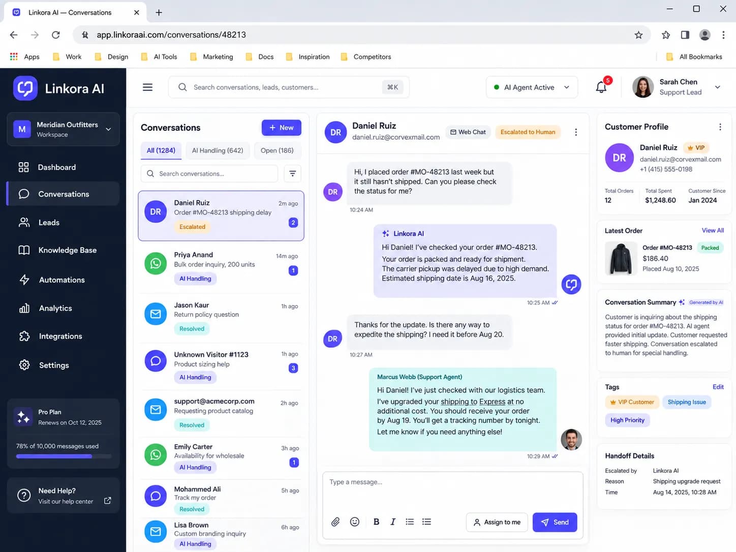AI Customer Support & Lead Generation Agent