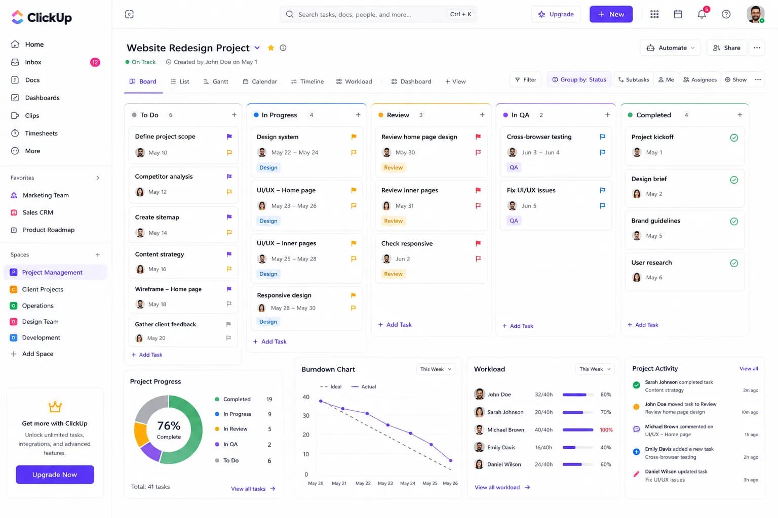 ClickUp Project Management | Enterprise Workspace, Workflow Automation & Team Collaboration