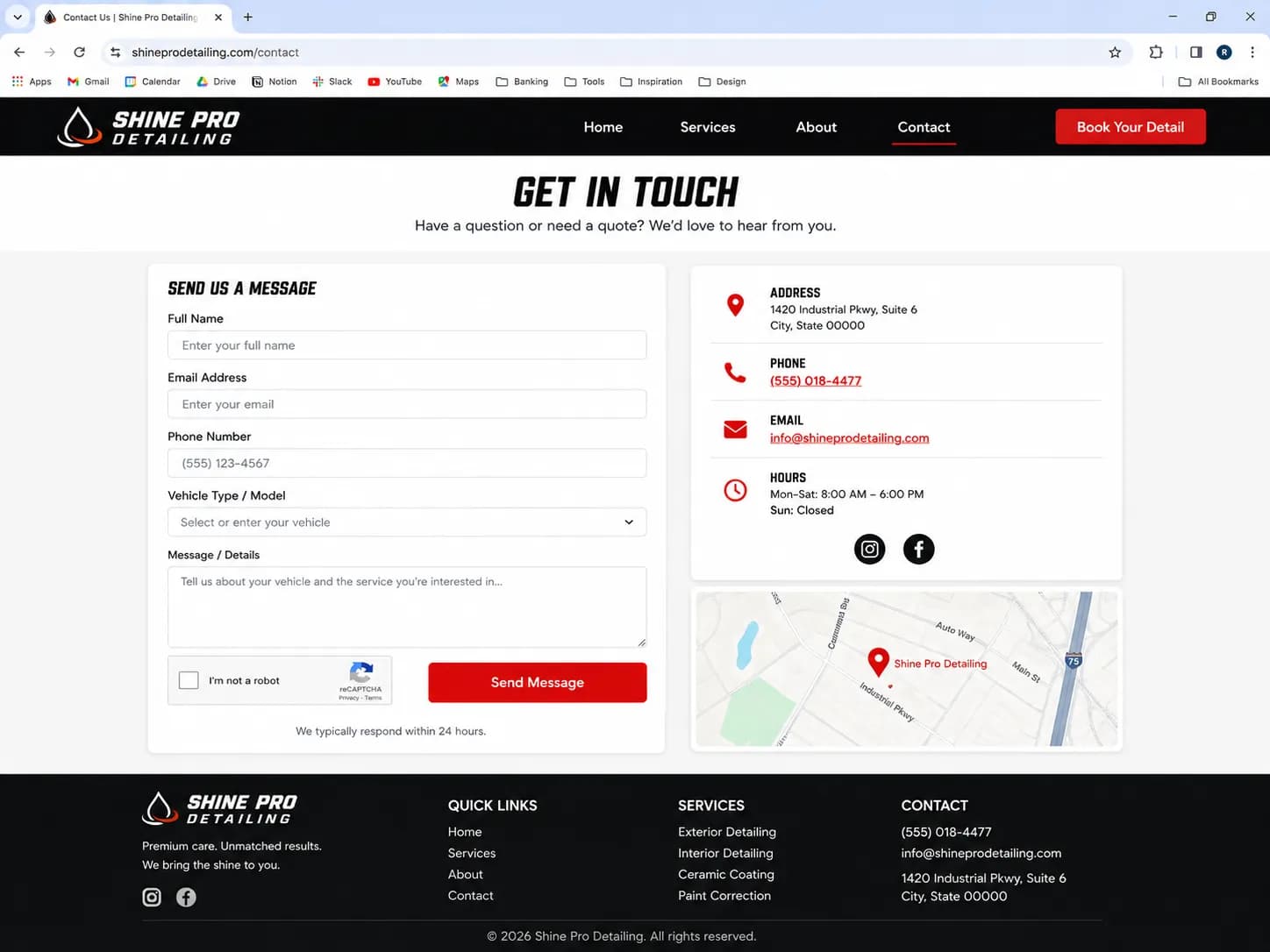 Car Detailing Website Development