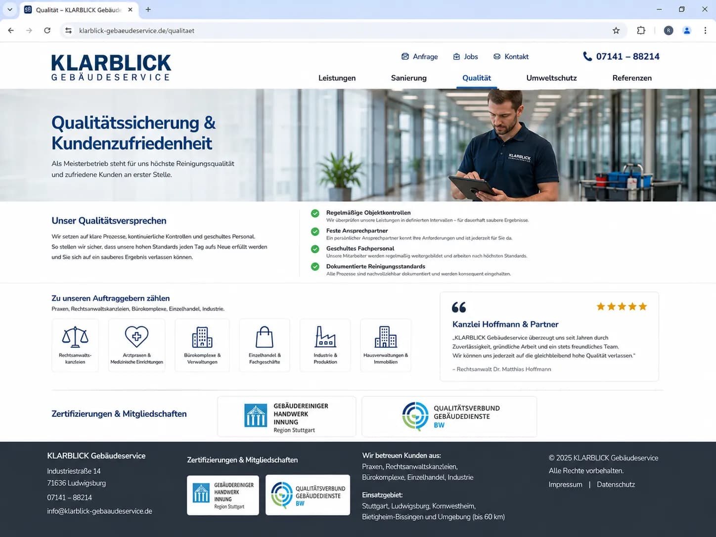 REMA Gebäudereinigung – Business Website for a Commercial Cleaning Company