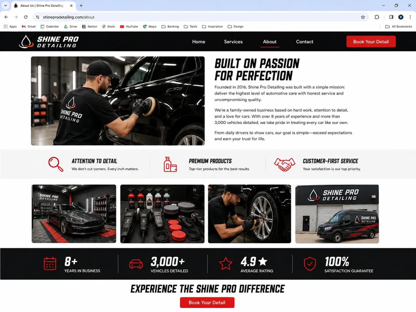 Car Detailing Website Development